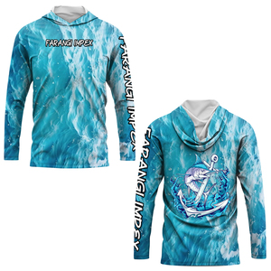 Sudadera con Capucha de Pesca Personalizada para Hombre, 100% Poliéster, Ventilación de Malla, Secado Rápido, Estampado con Patrón de Diamantes Morados - Product Image 3