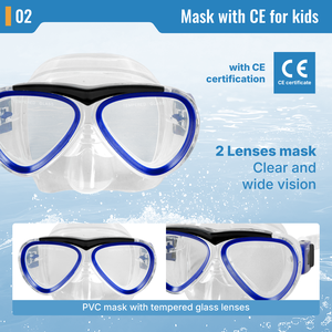 Máscara de Buceo AROPEC con Marco, Lente de Vidrio Templado Antivaho, Protección UV, Correa de Silicona Ajustable para Snorkel, Deportes Acuáticos, Niños - Product Image 3