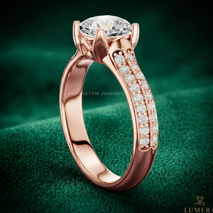 Luxury <b>Cushion</b> Cut Lab Grown Diamond Engagement <b>Ring</b> Double Row Pave Band Rose Gold Bridal <b>Ring</b> IGI Certified - Product Image 3