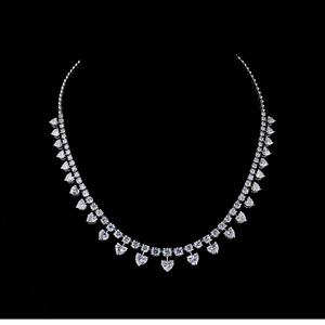 Collier tennis en diamant de laboratoire taille cœur, argent sterling 925, certifié IGI, bijou de luxe pour mariée, fiançailles, mariage, cadeau - Product Image 1