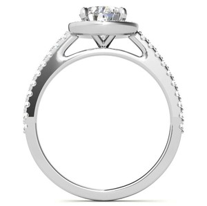 Anillo de compromiso y aniversario solitario de plata de ley 925 chapado en oro blanco con moissanita talla pera de 10x7mm y engaste de puntas - Product Image 2