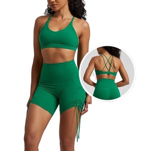 2024 nuevo estilo llegada gran oferta conjuntos cortos para mujer ropa deportiva personalizada venta al por mayor ropa deportiva para gimnasio Fitness Yoga desgaste conjunto corto - Product Image 1