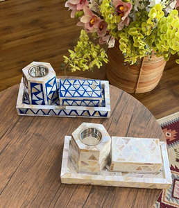 Brûleur Bakhoor moderne fabriqué à la main avec incrustation de nacre idéal pour la décoration de mariage arabe Eid Ramadan - Product Image 1