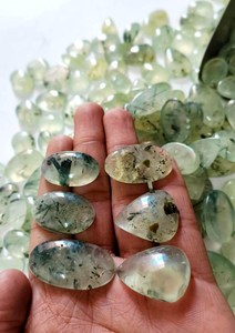 อัญมณี prehnite-Cabochon ธรรมชาติสำหรับห่อลวด, เครื่องประดับ macrame, แหวน, จี้, ต่างหูหินขัดเรียบ - Product Image 2
