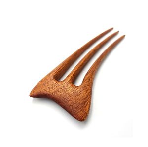 Fourchettes à cheveux en bois en forme de U, faites à la main, en bois naturel, avec incrustation de pierre bleue, pour femmes, accessoires pour chignon - Product Image 3