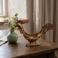 Bol décoratif en laiton fait main, sculpture de coq antique, couleur personnalisable, design personnalisable, logo personnalisé, décoration de luxe pour la maison