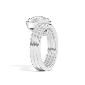 Bague Solitaire Triple Bande Spirale en Or Massif 14K 18K avec Diamant Rond de 2 Carats Cultivé en Laboratoire et Sertissage Platine – Vente en Gros B2B Direct Usine - Product Image 4