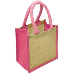 Vente en gros Sacs fourre-tout en jute de couleur unie avec doublure en coton Fermeture à glissière ouverte Sacs à provisions à bas prix - Product Image 5
