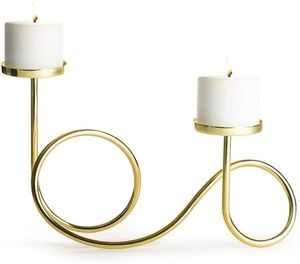 Porte-bougie personnalisé en fer plaqué laiton à longue tige, fait main, pour centre de table de mariage, décoration de table pour fêtes à domicile - Product Image 3