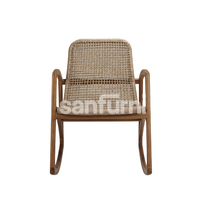 Fauteuil à bascule moderne en bois et rotin, mobilier de patio extérieur, design stable, usage domestique