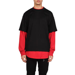 Camiseta de Hombre Oversize de Color Liso, Manga Corta, Cuello Redondo, Ribete en Contraste, Estilo Casual, 100% Algodón Jersey - Product Image 4