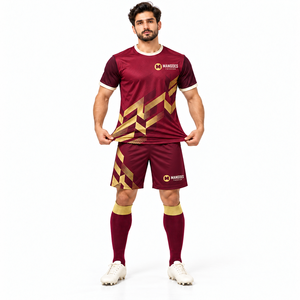 Maillot de football unisexe respirant à col en V, manches courtes, rayé, écologique, antibactérien, anti-transpiration, sublimation 100% - Product Image 3