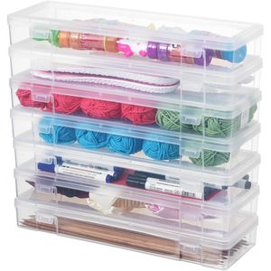 Contenitori Impilabili in Plastica Trasparente con Coperchio a Chiusura, Organizzatore per Forniture Artistiche, Portamatite - Product Image 3