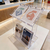 Support de présentation multi-niveaux en acrylique transparent pour brochures, dépliants et magazines, idéal pour bureaux, hôtels et salons professionnels – Personnalisation du logo acceptée – Offre spéciale