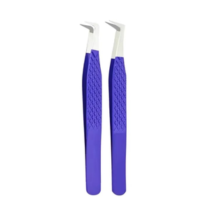 Pinzas para Pestañas de Acero Inoxidable con Punta de Fibra a 90 Grados, Logotipo Personalizado, Marca Privada, Pinzas de Volumen para Extensiones de Pestañas - Product Image 1