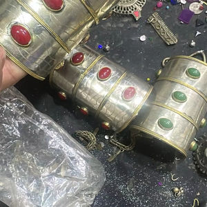 Brazalete Artesanal Afgano Kuchi Tribal con Piedras de Colores, Trabajo de Espejo, Anillo de Dedo Boho, Cadena Étnica de Moda - Product Image 2