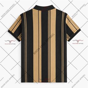เสื้อเชิ้ตแขนสั้นลำลองผู้ชายลายทางสไตล์วินเทจ ผ้าถัก ระบายอากาศได้ดี ผลิตจากโพลีเอสเตอร์/คอตตอน พร้อมโลโก้ด้านหน้า - Product Image 2