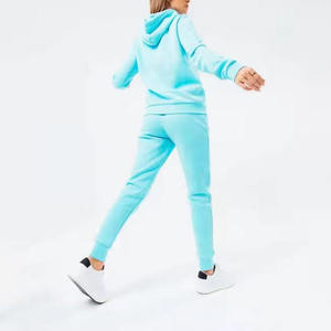 Conjuntos de Chándal de Algodón 100% con Forro Polar Transpirable para Invierno, Traje de Jogging Ecológico al por Mayor para Mujer, con Capucha y Ajuste Delgado, Color Liso - Product Image 1