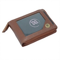 WRIZA Porte-cartes en cuir véritable de haute qualité, à double pliage, avec fermeture éclair, protection RFID, 10 emplacements pour cartes de crédit, design fin