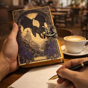 Cuaderno/Diario CRAFT HACKLE Vintage Gótico con Estampado de Dragón, Encuadernado Cosido sin Ácido, Cubierta de Papel de 7x5 Pulgadas, 120 Hojas, Cierre Metálico - Product Image 2