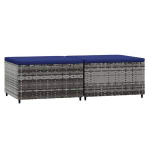 2pcs Gray Poly <b>Rattan</b> Patio Footrest with <b>Cushions</b> Garden Sets - Product Image 2