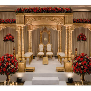 Mandap Triveni Clásico para Bodas Hindúes, Compre en el Reino Unido el Mandap de Tres Pilares Tallado a Mano Más Vendido, Mandapam Trivedi Real para Eventos en EE. UU. - Product Image 1