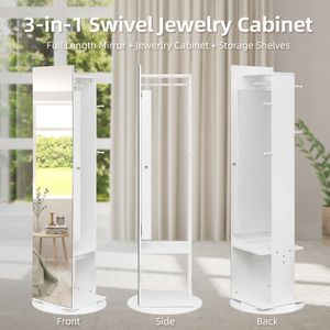 Armadio Portagioielli con Specchio a Figura Intera a 360 Gradi, Grande Capacità e Funzionalità di Stoccaggio Premium - Product Image 3