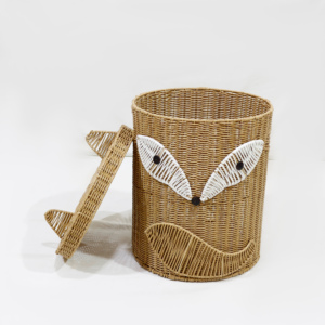 Cute Fox Seagrass Rope Eco-Friendly Multifunction Laundry Hamper <b>Toy</b> <b>Storage</b> <b>Basket</b> with Lid - Product Image 5