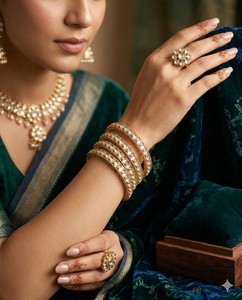 White Alloy Moon Design Kundan Stone Gold Plated <b>Bangle</b> <b>Set</b> Traditional Choodi Luxury Bridal Wedding Accessories Classic Indian - Product Image 3