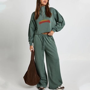 Stylish Street 2 Piece Set Track Suit Custom Tracksuit for <b>Women</b> Oversized Cotton Fleece Wholesale <b>Women</b> Tracksuits - Product Image 4