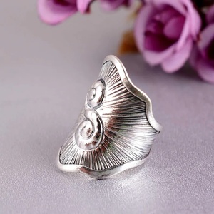 Vintage Swirl <b>Statement</b> <b>Ring</b> Boho Wide Brass <b>Ring</b> Antique Style Adjustable <b>Ring</b> Textured Sunburst <b>Ring</b> Handmade Bold Jewelry - Product Image 4