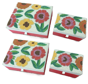 Luxurious Beaded 100% Cotton Fabric European Style Jewelry <b>Storage</b> Boxes Lid Foldable Accessories <b>Ring</b> Organization Low Price - Product Image 6