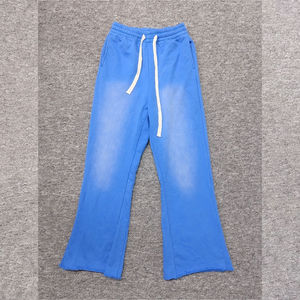 <b>Wholesale</b> OEM 400GSM Cotton French Terry <b>Flared</b> <b>Sweatpants</b> Custom Center Fade Tie Dye Joggers Raw Edge Men Tracksuits Bottoms - Product Image 5