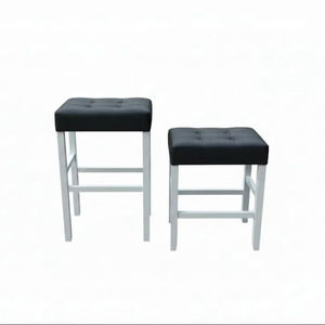 Ensemble de 2 tabourets de bar et de comptoir en cuir PU, ensemble de tabourets capitonnés en cuir PU, ensemble de tabourets rembourrés en PU avec structure en bois massif, hauteur bar et comptoir - Product Image 1