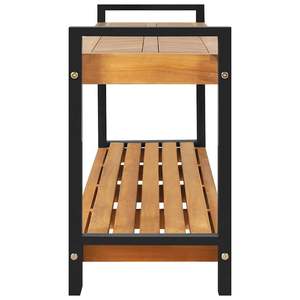 Banc en bois de teck massif 160 x 30 x 50 cm avec rangement, marron - Product Image 3