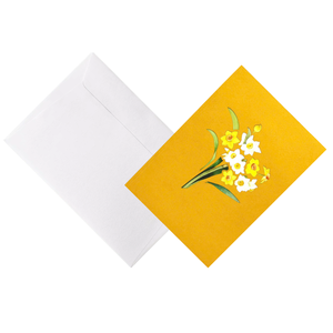 Tarjeta floral 3D emergente con narcisos amarillos y blancos en cesta, tarjeta de felicitación de Pascua hecha a mano en papel, tarjetas de felicitación 3D hechas a mano - Product Image 5