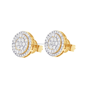 Boucles d'oreilles clous en or massif 10 carats avec diamants naturels taille brillant de 0,57 ct, 2,8 g, style minimaliste de luxe, cadeau pour femme, idéal pour les fêtes - Product Image 2