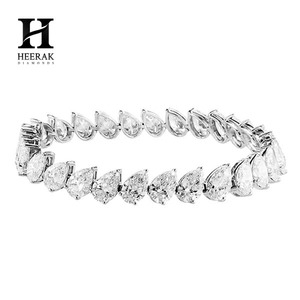 สร้อยข้อมือเพชรทรงลูกแพร์หรูหรา ทอง 10K 14K ประดับเพชรโมอิสซาไนต์ทรงหยดน้ำ สร้อยข้อมือแบบโซลิแทร์ เครื่องประดับชั้นดี ขายส่ง - Product Image 4