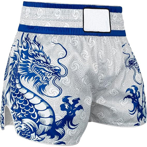Pantalones Cortos de Boxeo Negros Unisex, Corte Holgado, Elásticos, 100% Algodón, Ligeros, de Secado Rápido, para Artes Marciales Mixtas, Talla Adulto, Delantero y Trasero - Product Image 6