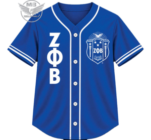Maillot de baseball Zeta Phi Beta bleu royal, impression par sublimation, broderie, maillot de baseball respirant en polyester pour femme - Product Image 1