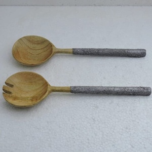 Epoxy Resin Handle Stainless Steel Flatware Salad Server Set Wholesale Price Kitchen Accessories Tableware Fork Spoon Set - Product Image 2