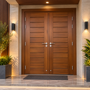Puerta de Entrada Abatible de Madera Sólida Moderna Golden Aero GA-46L con Diseño de Doble Ranura para Apartamentos y Villas de Lujo - Product Image 5