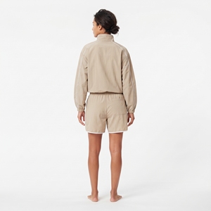 Ensemble veste coupe-vent à capuche zippée et short taille haute sans coutures pour femme - Product Image 4