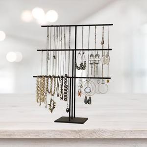 Organizador de Joyas de Tres Niveles con Barras Horizontales, Soporte para Collares y Pulseras, Marco Equilibrado, Elegante y Ahorra Espacio - Product Image 3