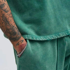 Ensemble de vêtements de sport pour hommes, t-shirt et short de jogging, short de course, en coton respirant, effet délavé - Product Image 3