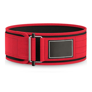 Ceinture de musculation en néoprène rouge avec fermeture à boucle, soutien de la taille réglable pour l'entraînement en force, design respirant unisexe - Product Image 1