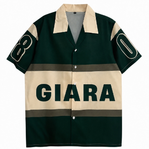 เสื้อเชิ้ตโอเวอร์ไซส์แบบสวมใส่สบายสำหรับผู้ชาย คุณภาพสูง สั่งทำพิเศษด้วยเทคนิคการพิมพ์แบบซับลิเมชั่น แขนสั้น ปกคอเสื้อพับได้ เหมาะสำหรับใส่ลำลองในฤดูร้อน - Product Image 1