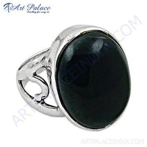 Bague en pierre précieuse d'onyx noir à la mode avec cadeau de fiançailles de mariage en argent 925 et en or 18 carats avec pierre principale en diamant et perle - Product Image 1