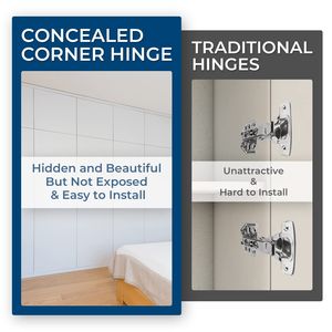 2 juegos de bisagras de puerta de vidrio de madera ocultas ajustables con amortiguador silencioso de 105 grados, bisagra empotrada de 105 grados, bisagra de mundo minimalista - Product Image 6