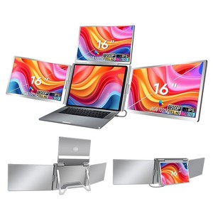 Monitor Portátil de 16 Pulgadas con Tres Pantallas, IPS LCD, Tipo-C, USB, para Laptop, Escritorio, Oficina, Estudio (Multipantalla) - Product Image 1
